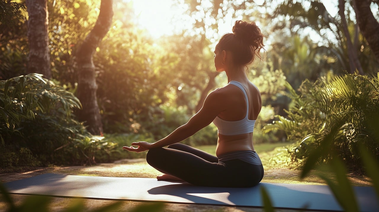 woman, yoga, meditation